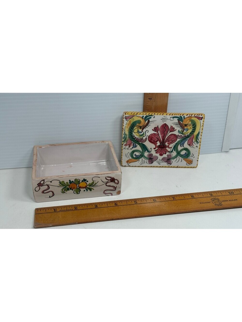 Vintage Floral Fleur de Lis Italy Trinket Jewelry Box